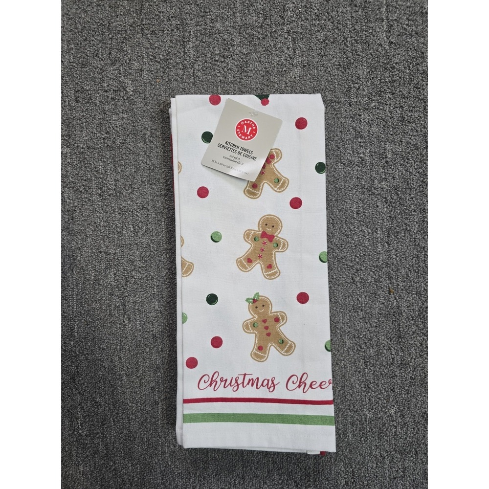 Martha Stewart Christmas Gingerbread Kitchen Towel Set 18×28 Inches